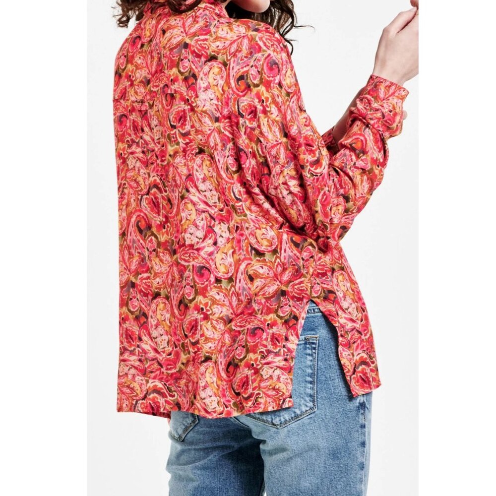 DEAR JOHN DENIM arianna front tie shirt in autumn paisley Medium - Picture 4 of 16
